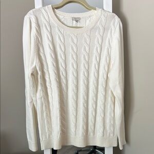 Classic White Cable Knit Sweater | Talbots